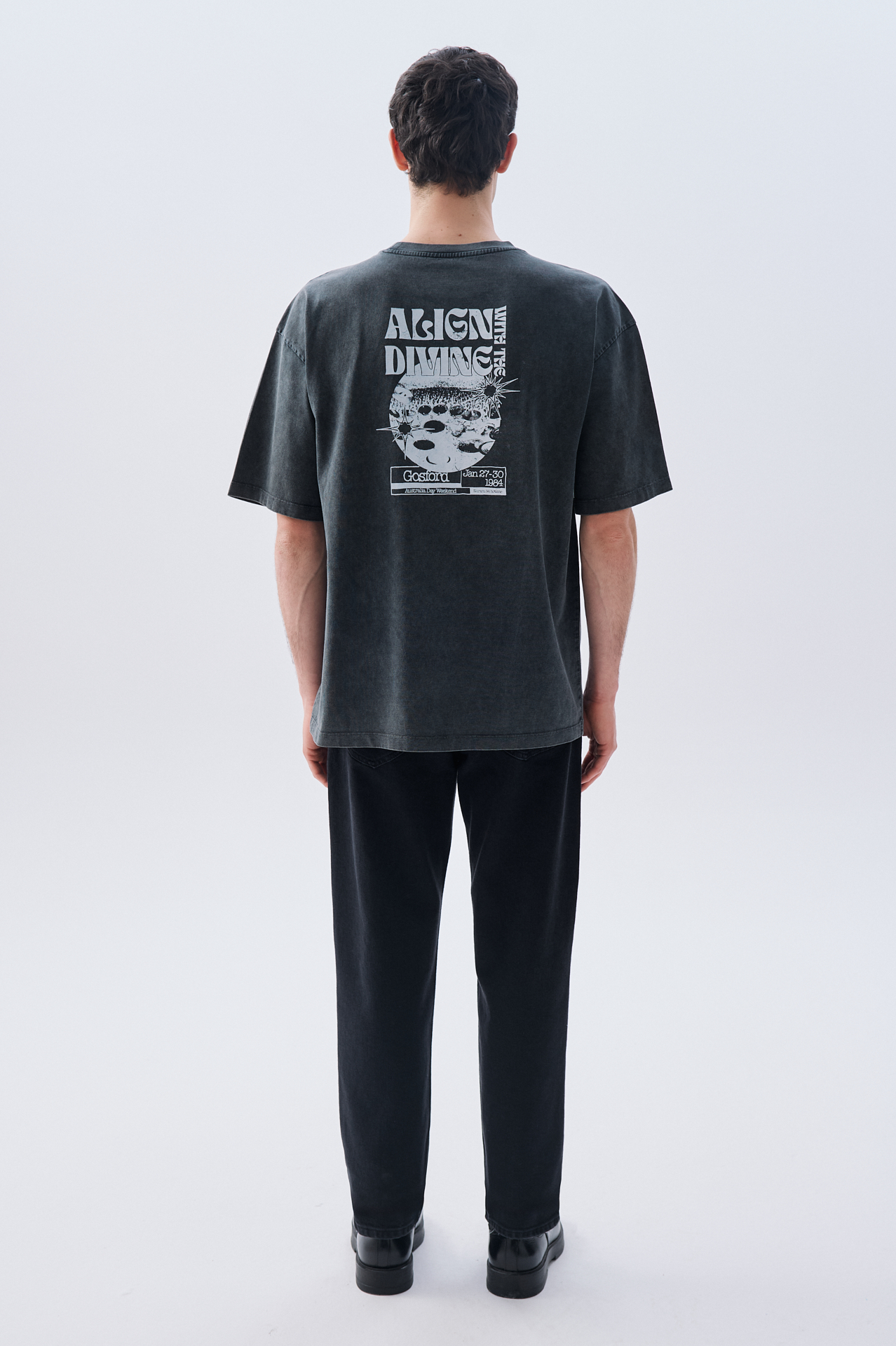 BASKILI OVERSIZE BİSİKLET YAKA T-SHIRT