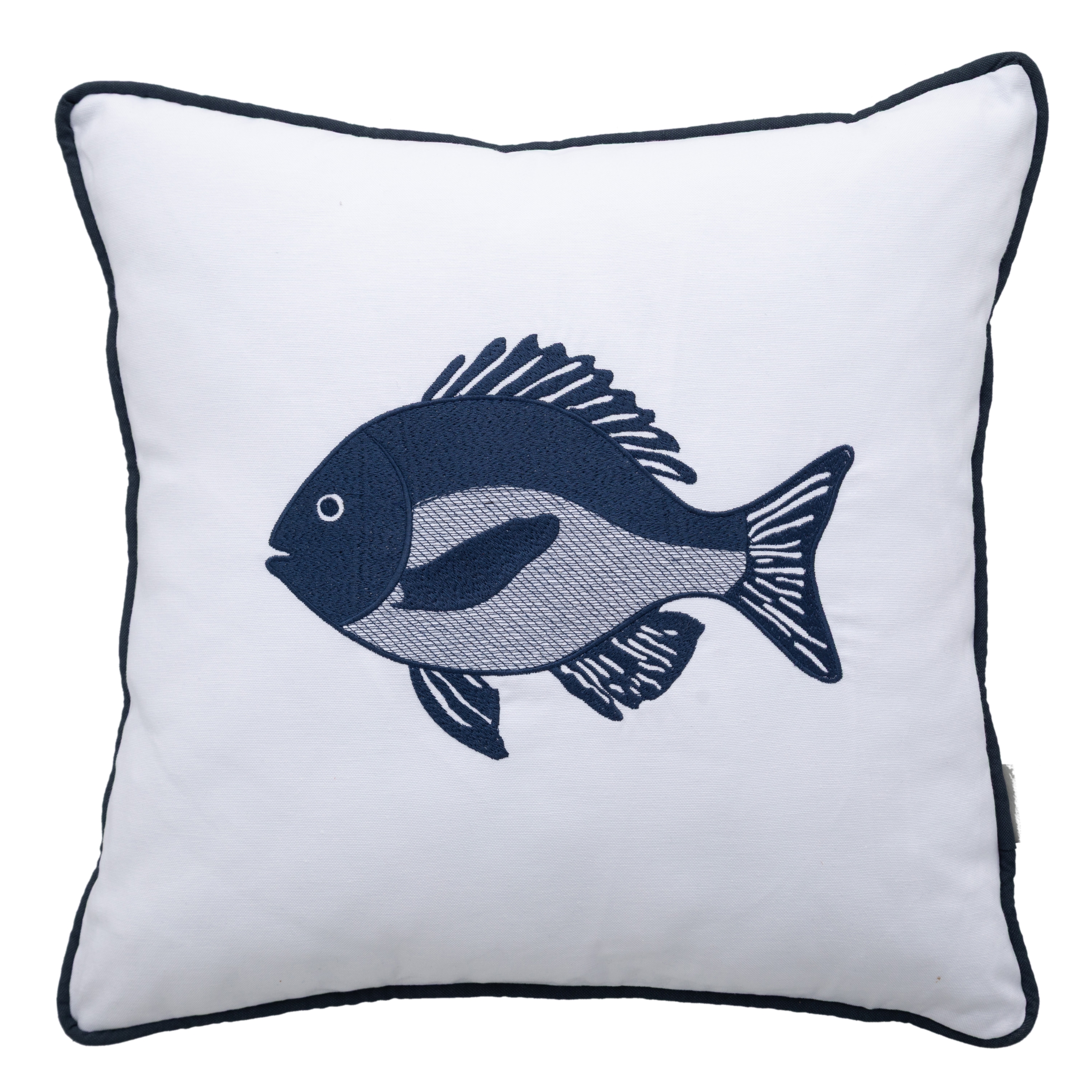 MARİN FISH NAKIŞLI KIRLENT BEYAZ LACİVERT 50X50 CM