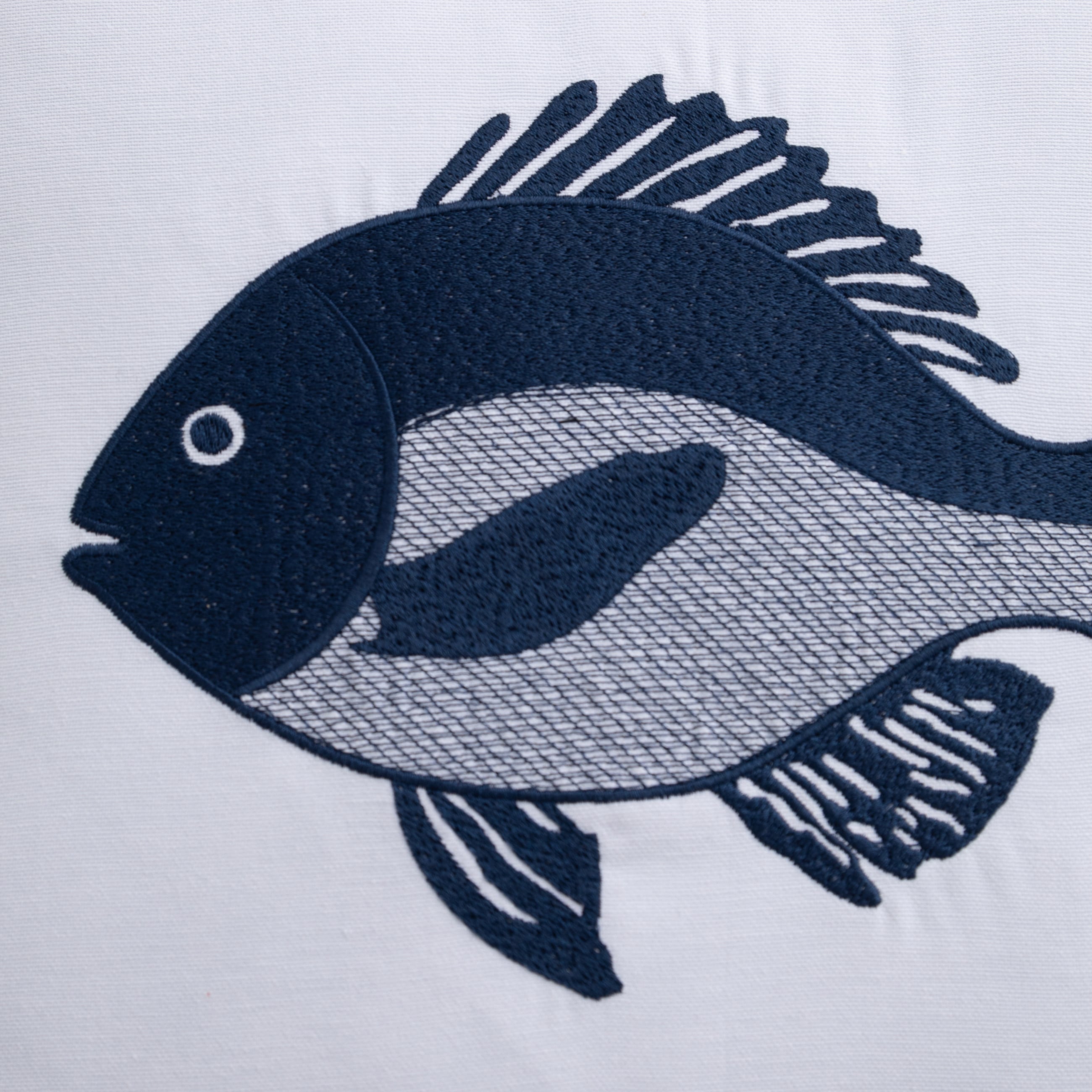 MARİN FISH NAKIŞLI KIRLENT BEYAZ LACİVERT 50X50 CM