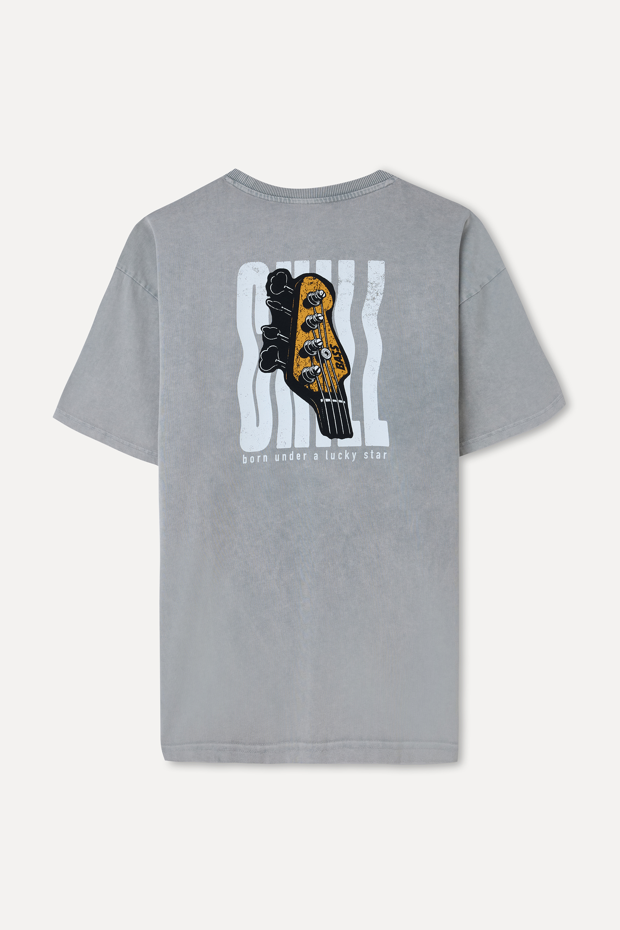 BASKILI OVERSIZE BİSİKLET YAKA T-SHIRT