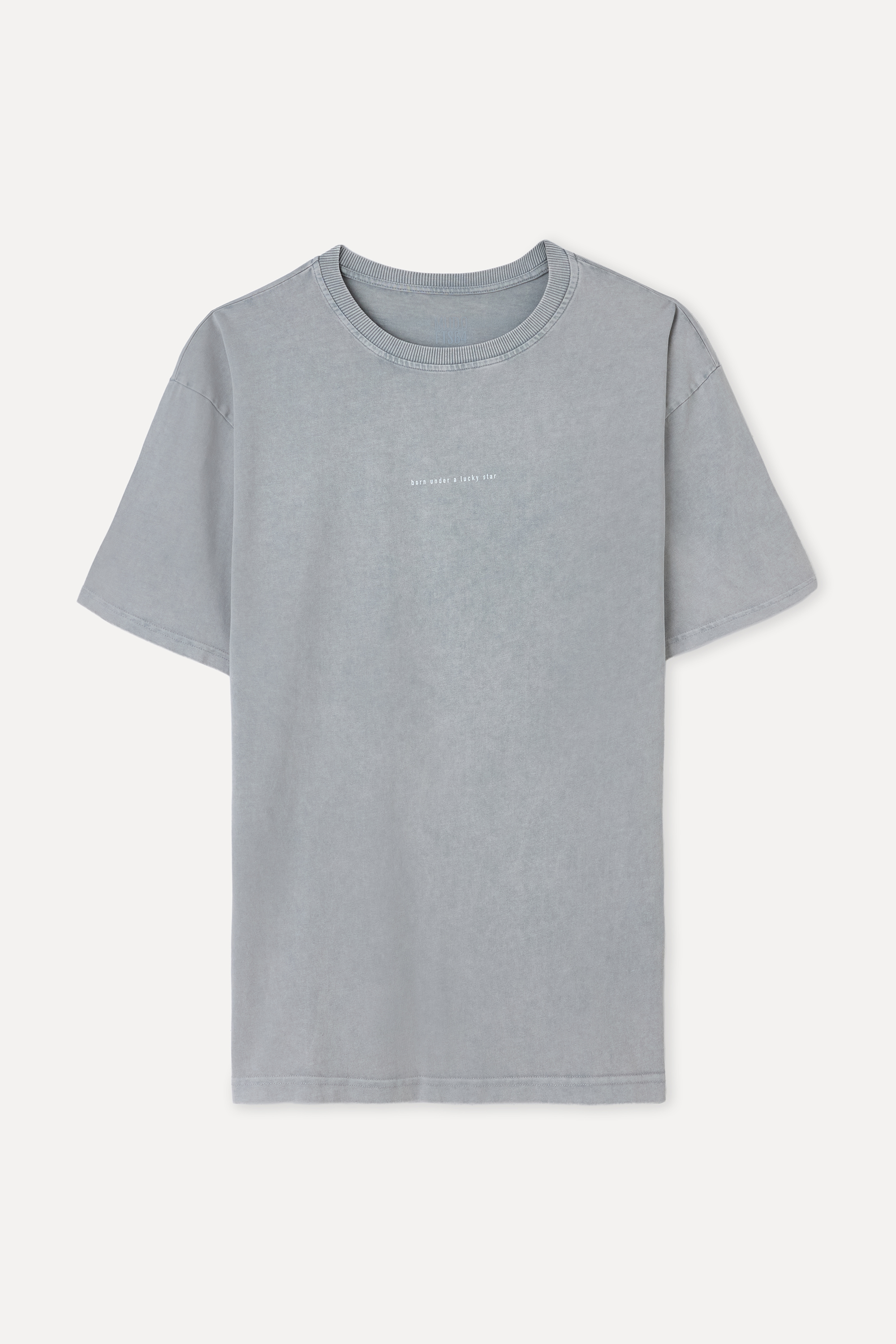 BASKILI OVERSIZE BİSİKLET YAKA T-SHIRT