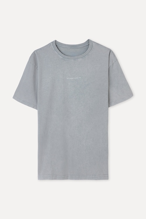 BASKILI OVERSIZE BİSİKLET YAKA T-SHIRT