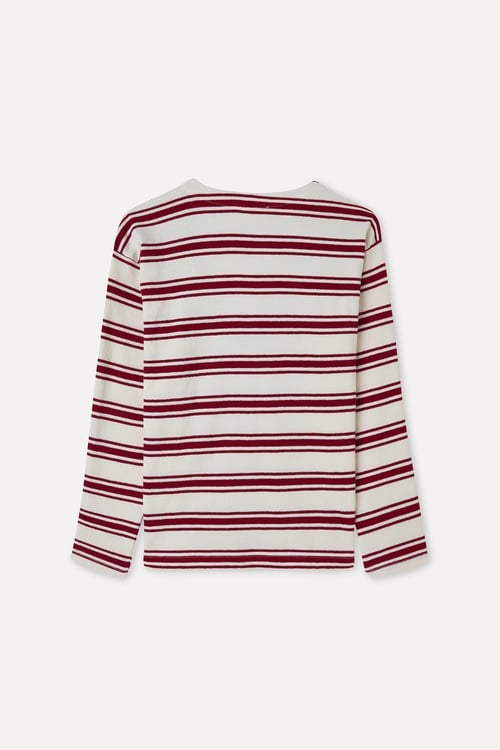  ÇİZGİLİ LOOSE FIT V YAKA SWEATSHIRT