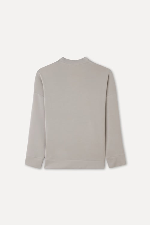 MODAL KARIŞIMLI LOOSE FIT FERMUARLI V YAKA SWEATSHIRT