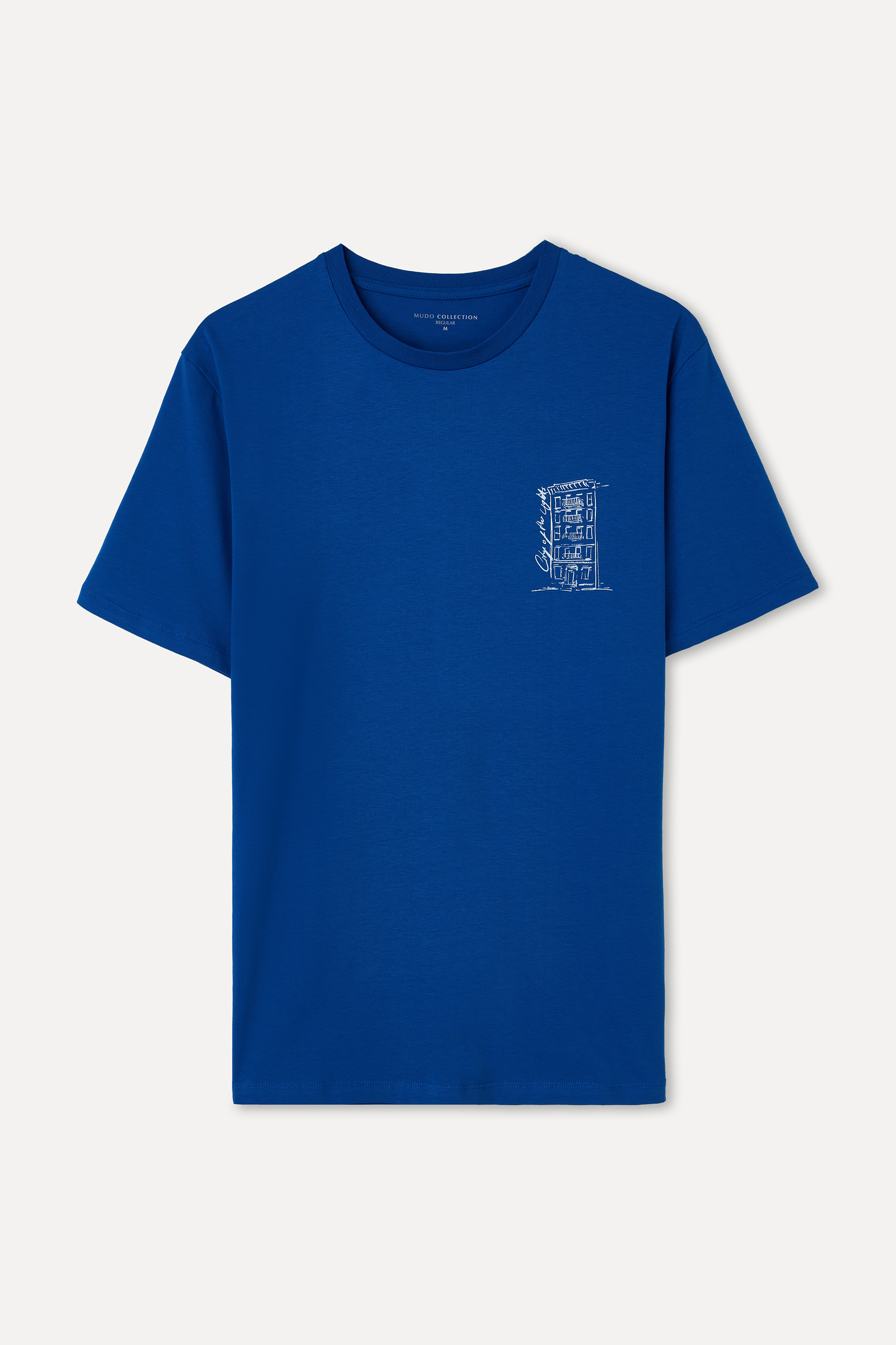 BASKILI BİSİKLET YAKA T-SHIRT