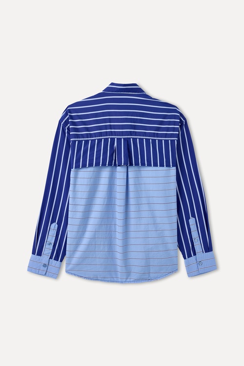  ÇİZGİLİ OVERSIZE CEPLİ GÖMLEK