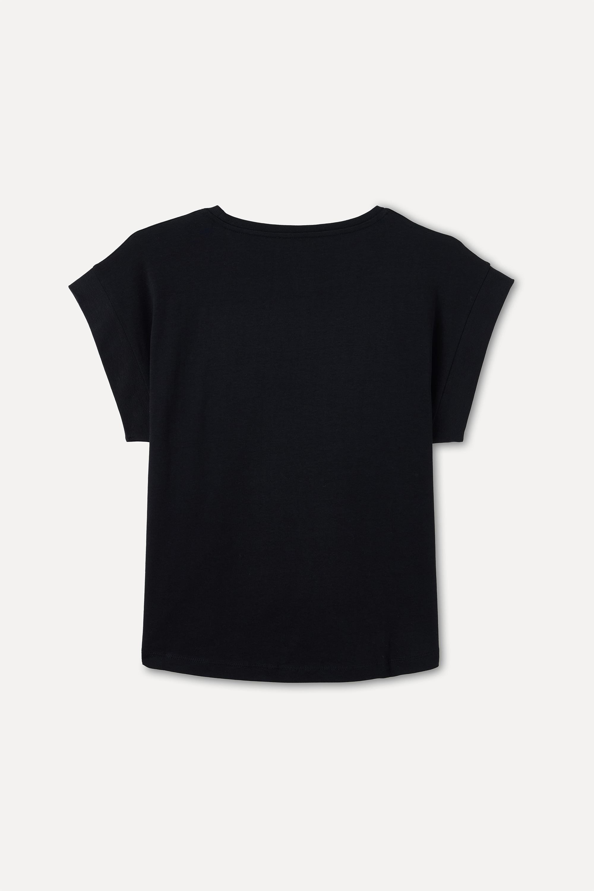 DÜŞÜK KOLLU BİSİKLET YAKA T-SHIRT