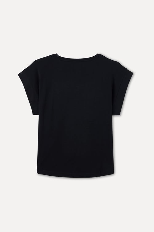 DÜŞÜK KOLLU BİSİKLET YAKA T-SHIRT