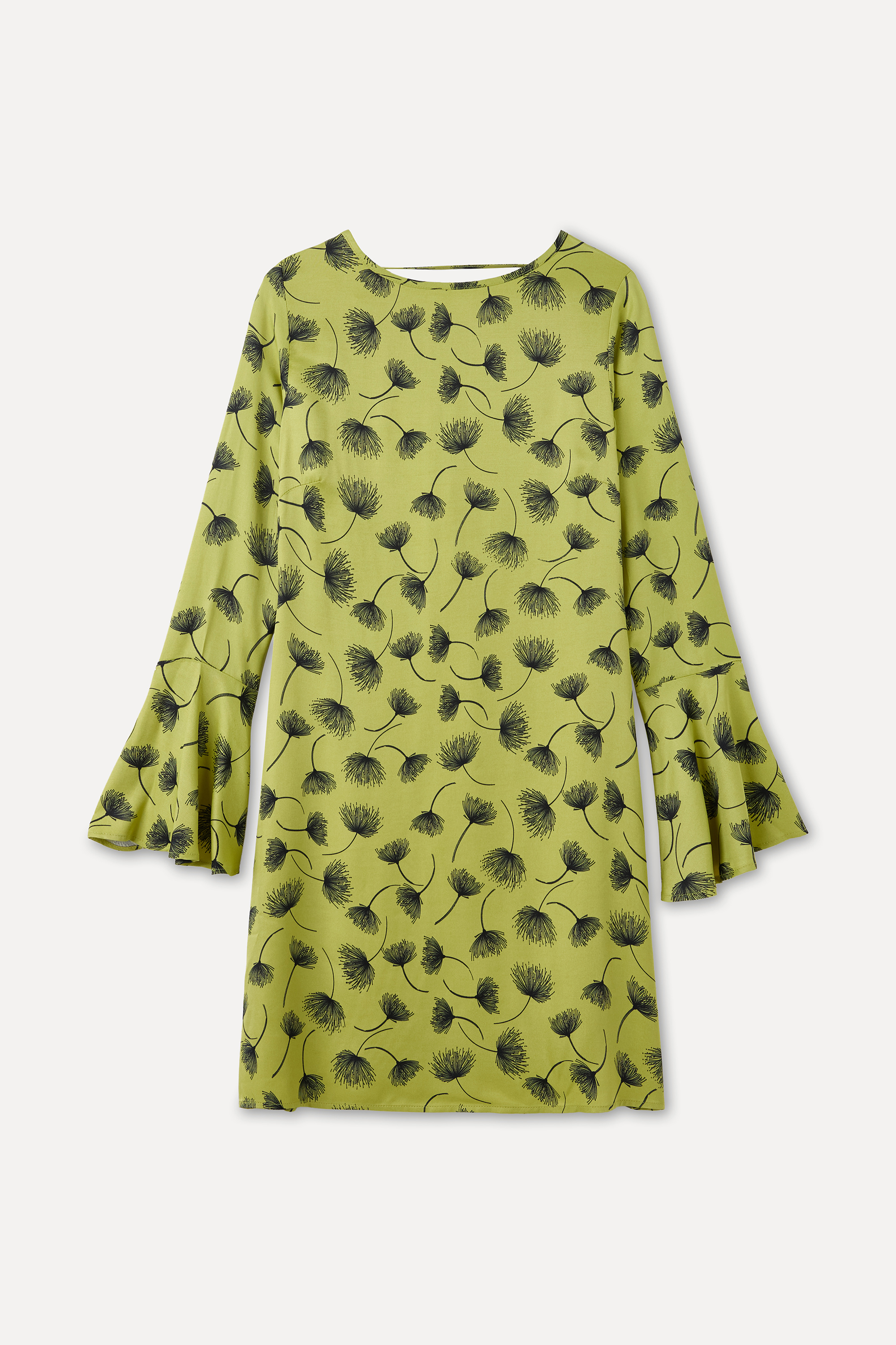 FLORAL DESENLİ BAĞLAMA DETAYLI MİNİ ELBİSE