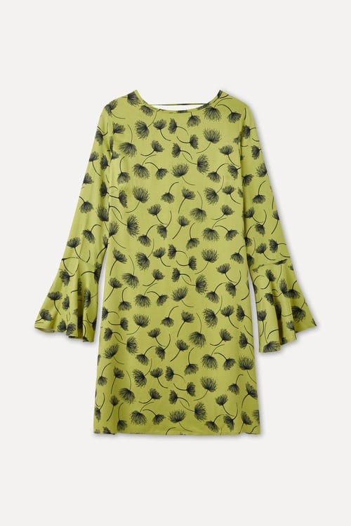 FLORAL DESENLİ BAĞLAMA DETAYLI MİNİ ELBİSE