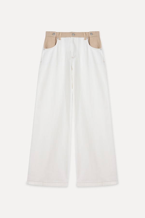 RENK BLOKLU WIDE LEG PANTOLON