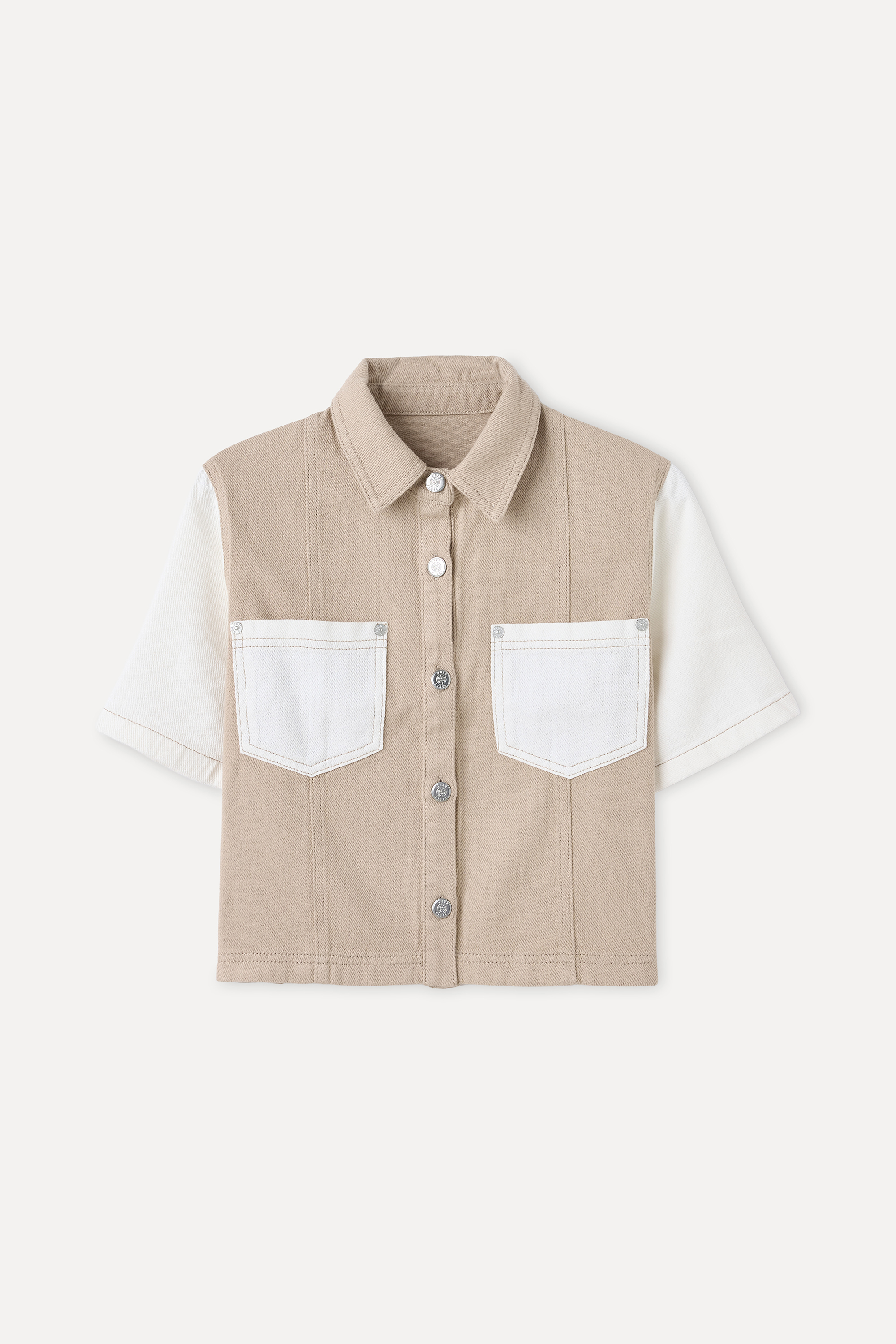 RENK BLOKLU ÇİFT CEPLİ CROP CEKET