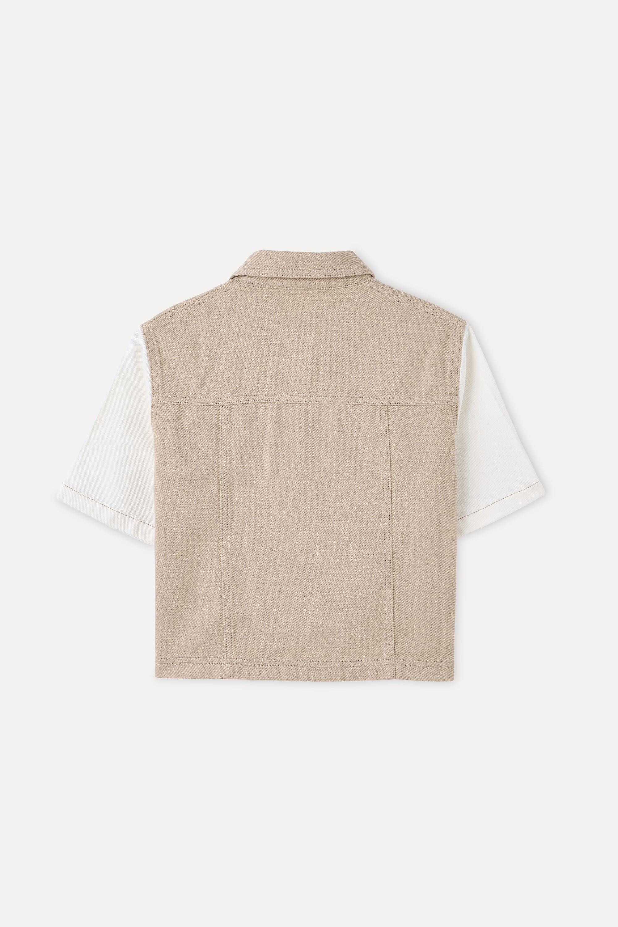 RENK BLOKLU ÇİFT CEPLİ CROP CEKET