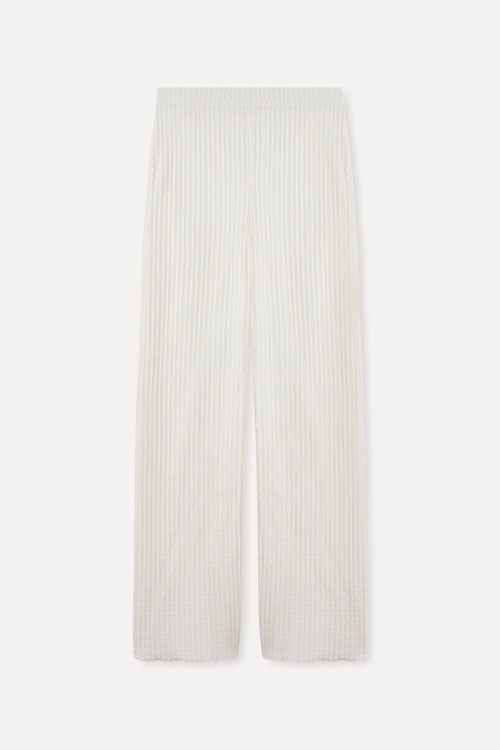  BELİ LASTİKLİ FİTİLLİ WIDE LEG ÖRME PANTOLON