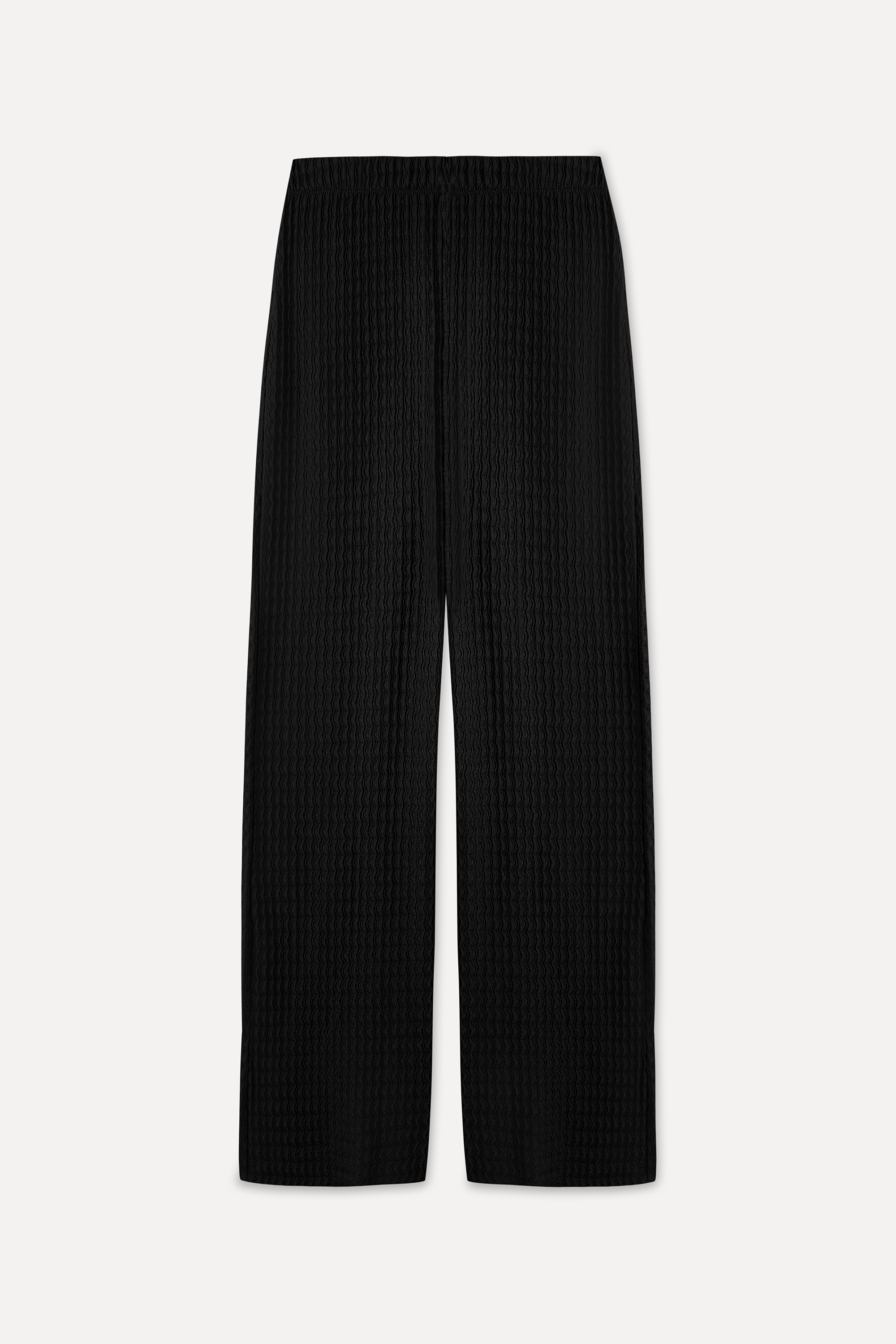 BELİ LASTİKLİ FİTİLLİ WIDE LEG ÖRME PANTOLON