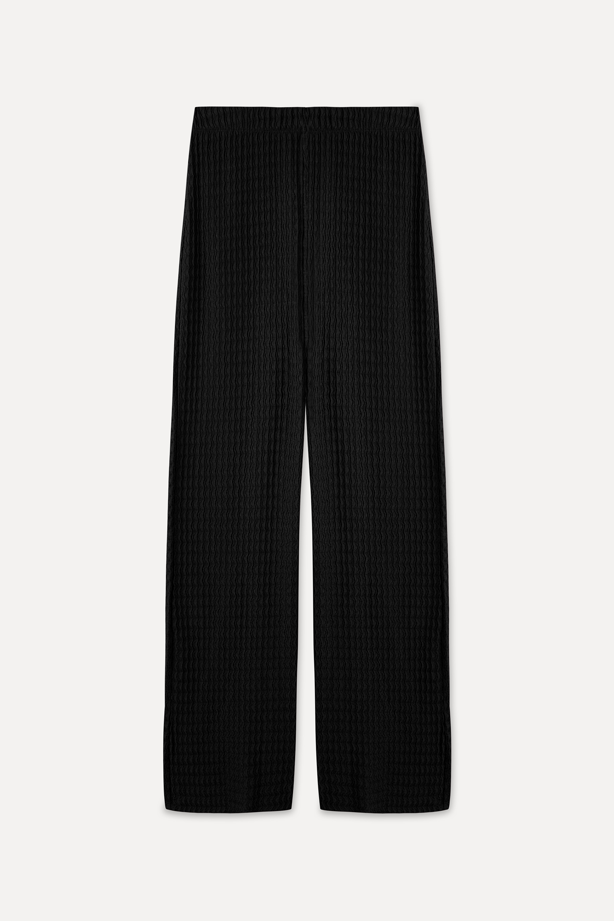 BELİ LASTİKLİ FİTİLLİ WIDE LEG ÖRME PANTOLON