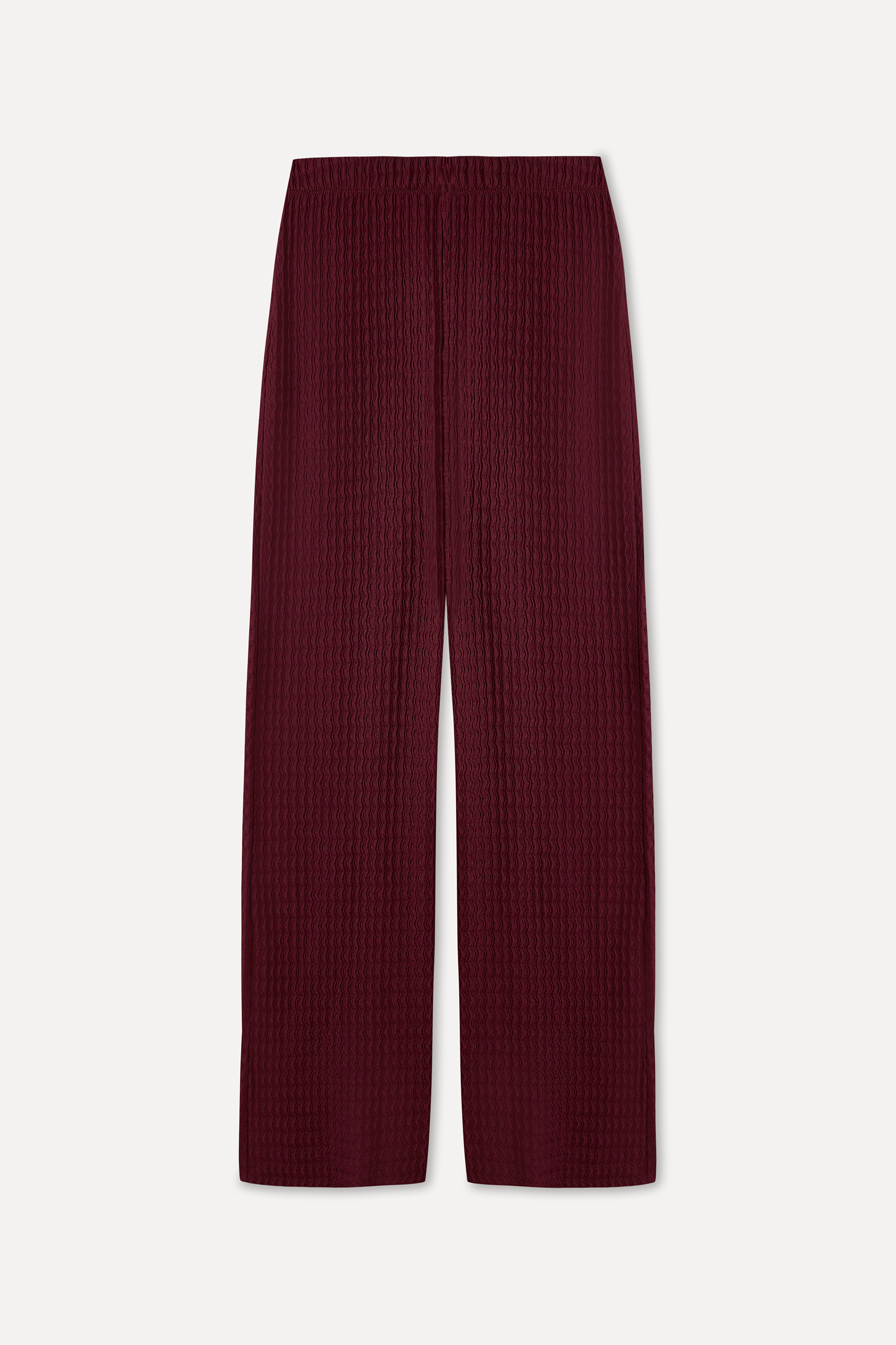 BELİ LASTİKLİ FİTİLLİ WIDE LEG ÖRME PANTOLON