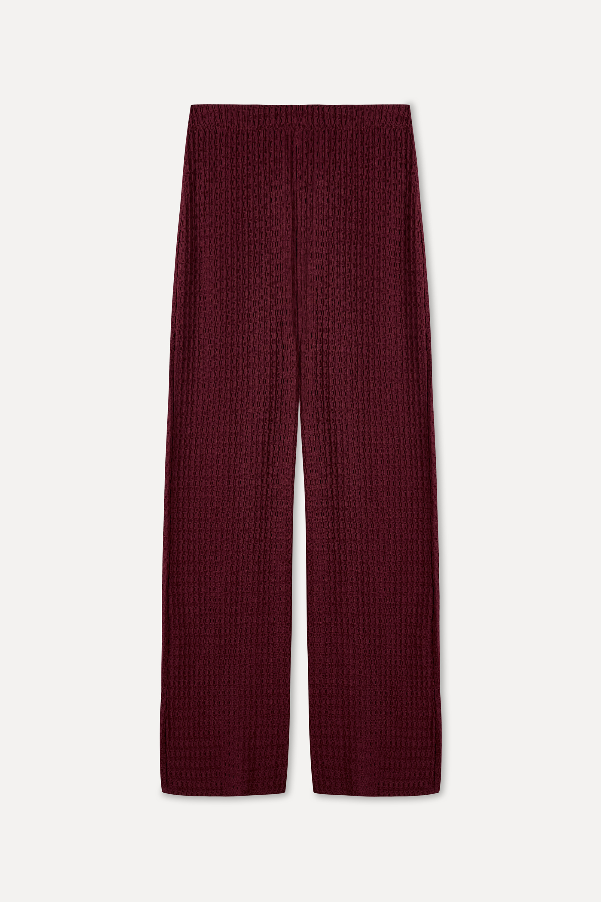 BELİ LASTİKLİ FİTİLLİ WIDE LEG ÖRME PANTOLON