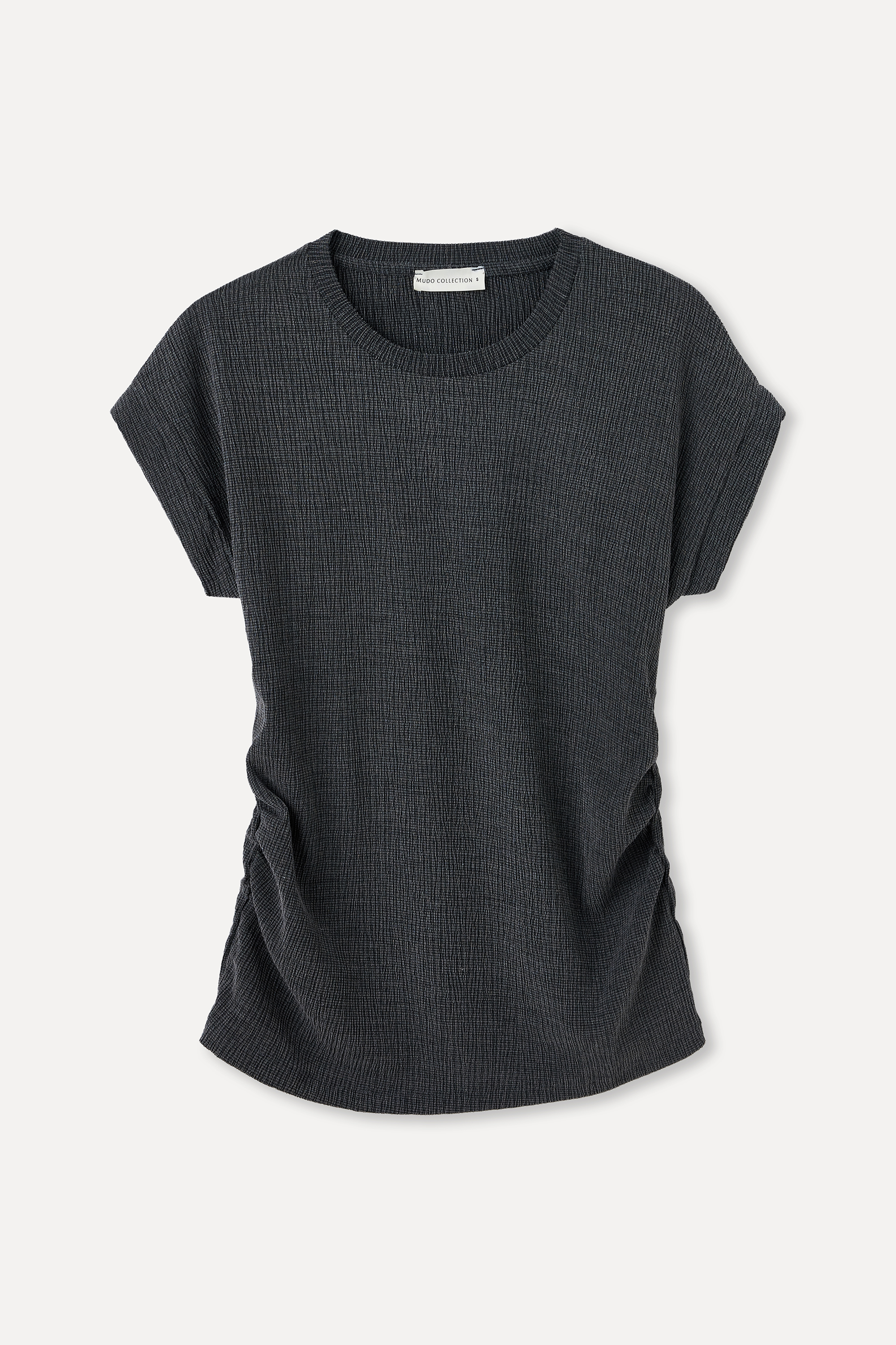 BÜZGÜ DETAYLI BİSİKLET YAKA BLUZ