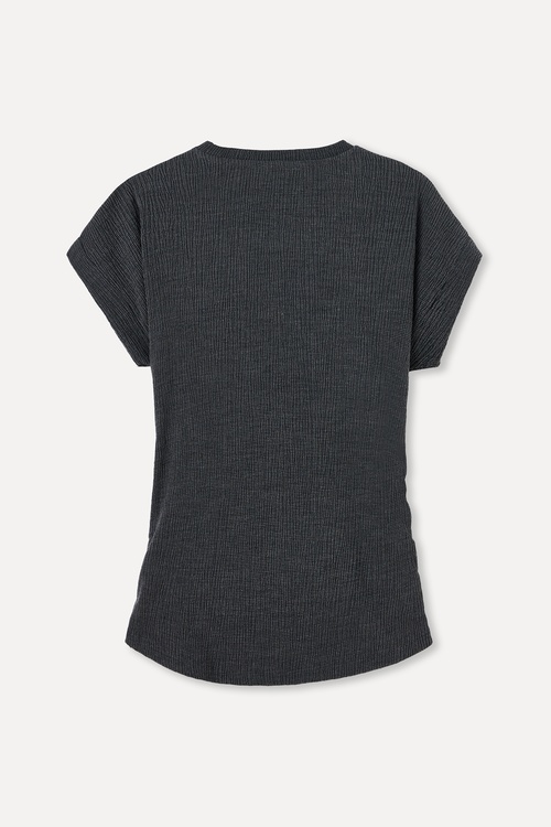  BÜZGÜ DETAYLI BİSİKLET YAKA BLUZ