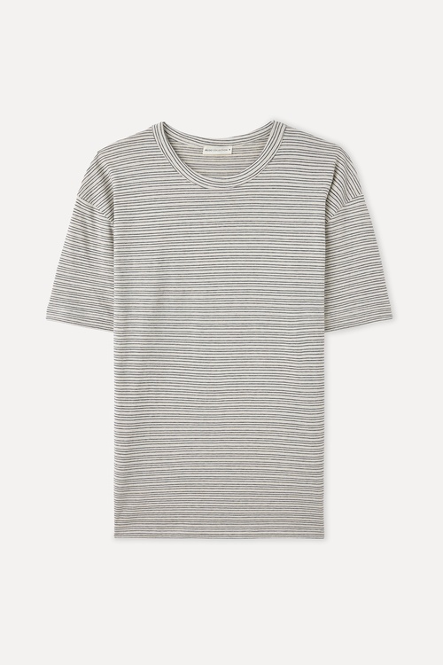  COMFORT FIT ÇİZGİLİ BİSİKLET YAKA T-SHIRT