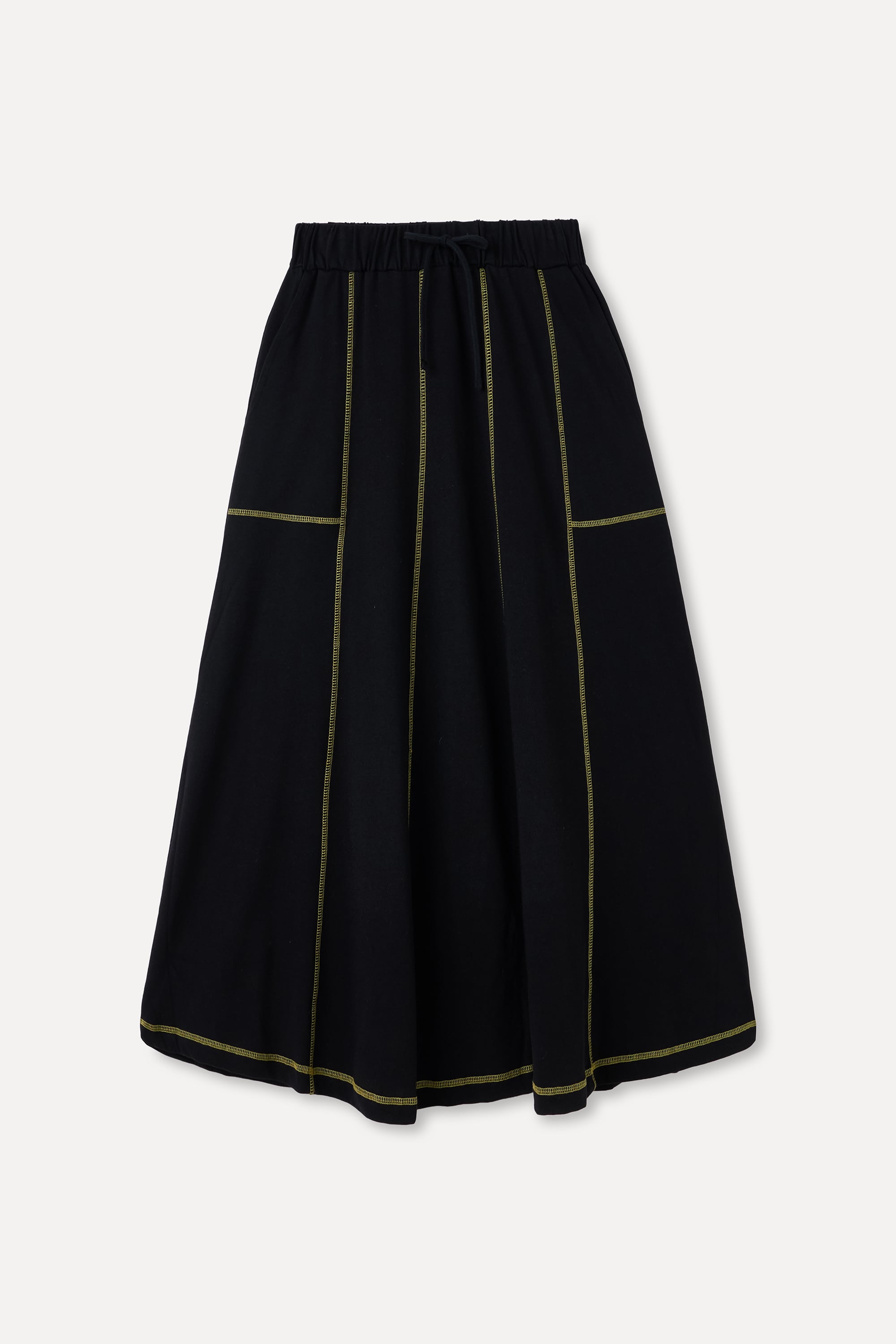 DİKİŞ DETAYLI CEPLİ BELİ BAĞLAMALI MİDİ ETEK