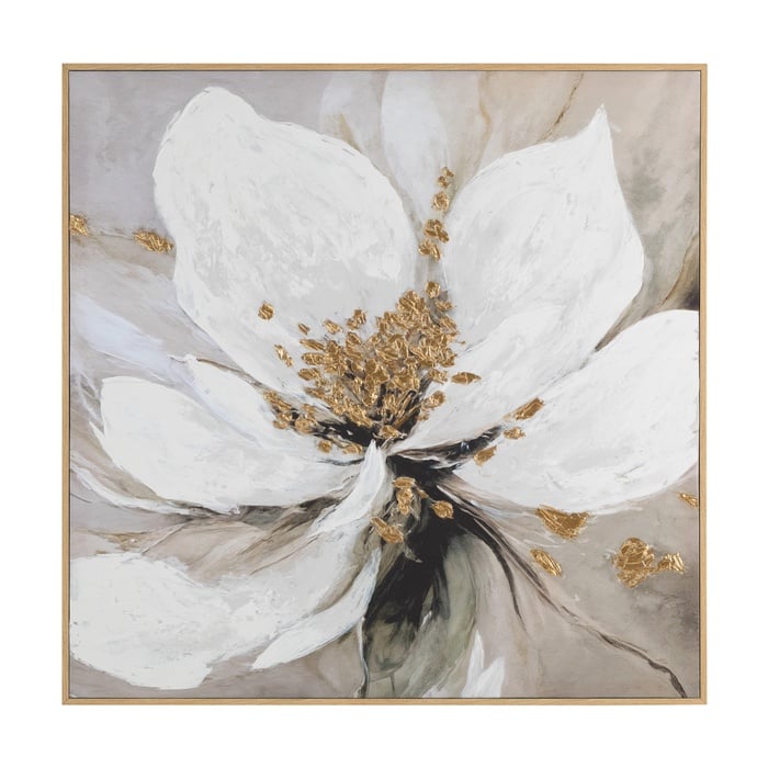 GOLDEN BLOOM ÇERÇEVELİ YAĞLIBOYA TABLO 120X120CM