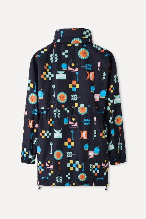  DESENLİ ÇİFT FERMUARLI KAPÜŞONLU UZUN YAĞMURLUK