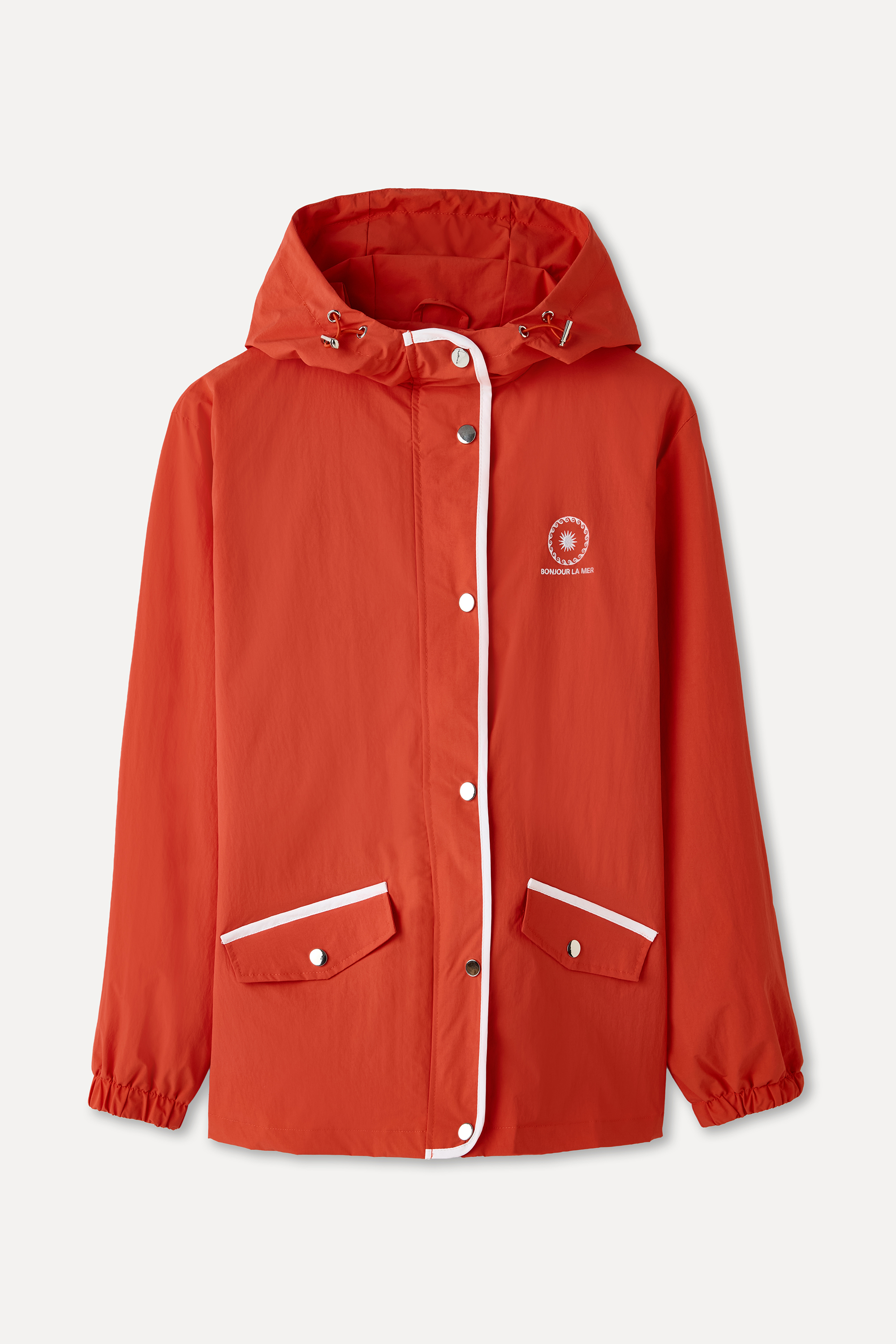 NAKIŞLI BÜZGÜ DETAYLI KAPÜŞONLU YAĞMURLUK