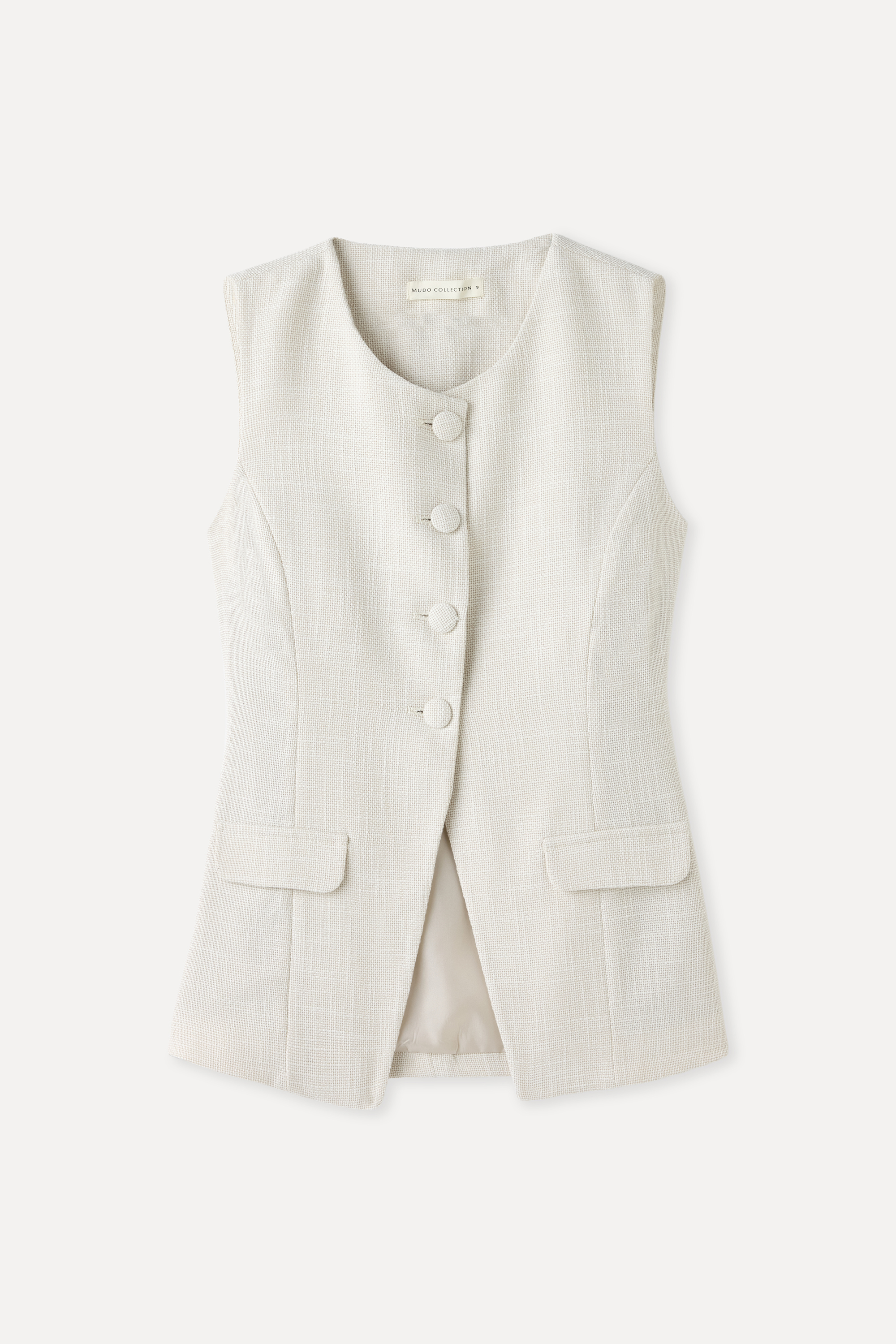 FITTED DÜĞMELİ KOLSUZ TÜVİT BLUZ