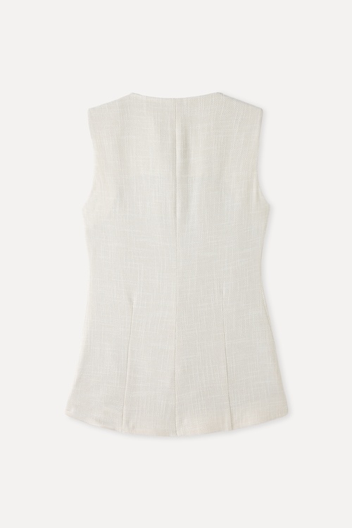  FITTED DÜĞMELİ KOLSUZ TÜVİT BLUZ