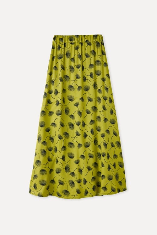 DESENLİ YIRTMAÇLI A FORM MİDİ ETEK