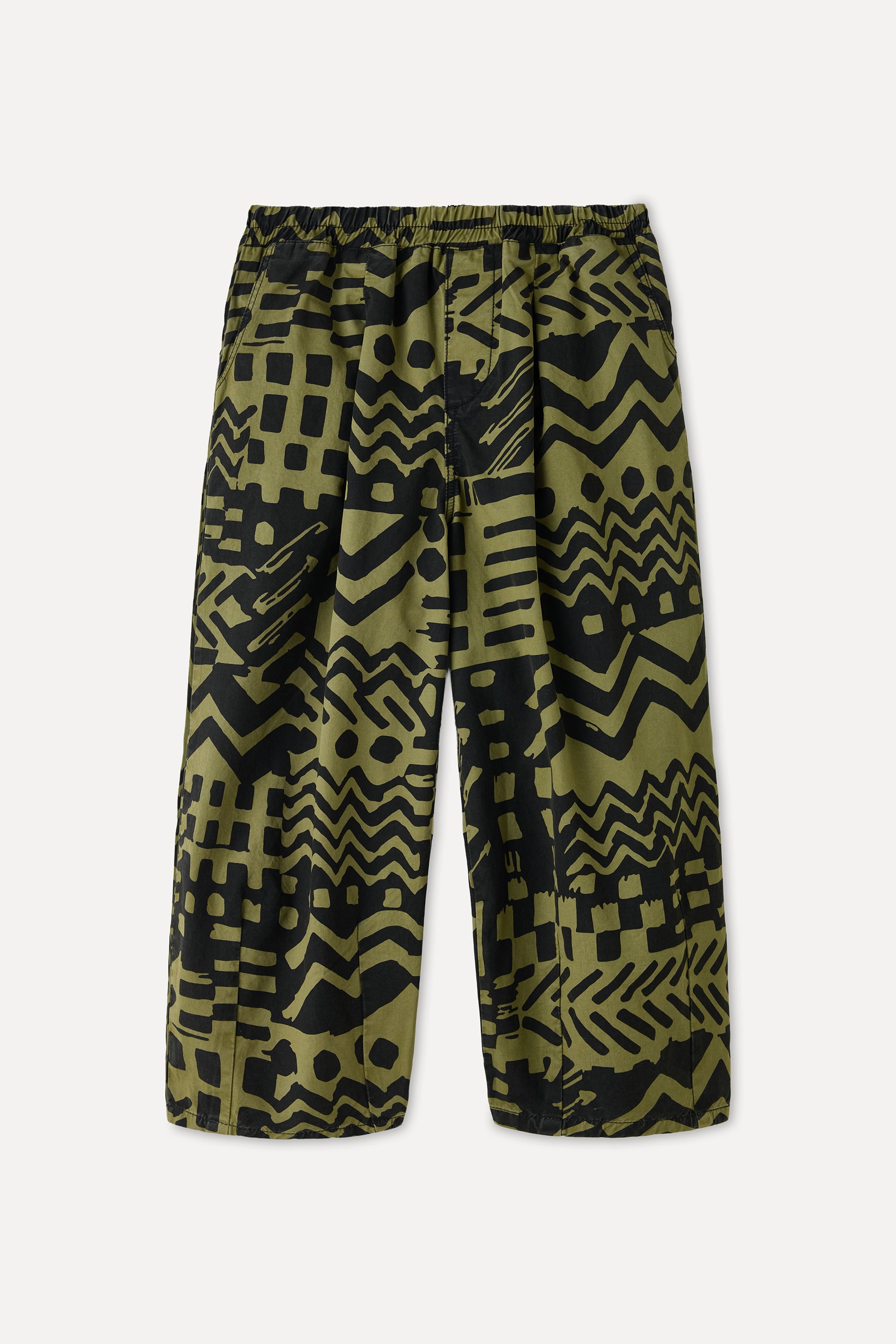 ETNİK DESENLİ RELAX FIT BELİ LASTİKLİ PANTOLON