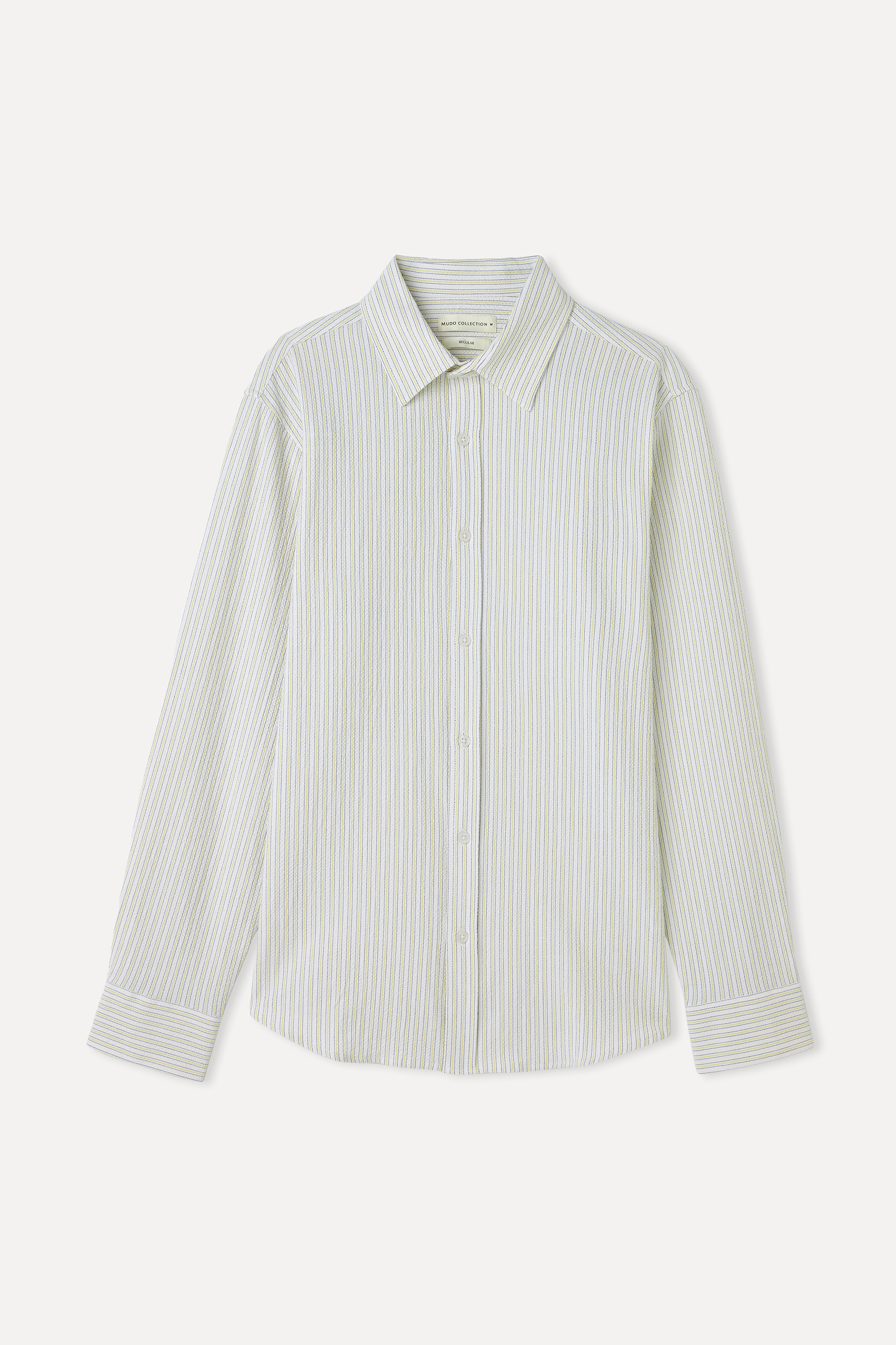 Erkek Beyaz Regular Fit Uzun Kollu Seersucker Gömlek