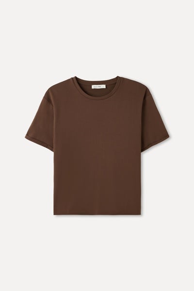 Mudo Kadın Kahverengi Loose Fit Bisiklet Yaka T-Shirt