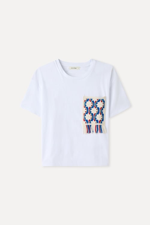 NAKIŞ DETAYLI BİSİKLET YAKA T-SHIRT