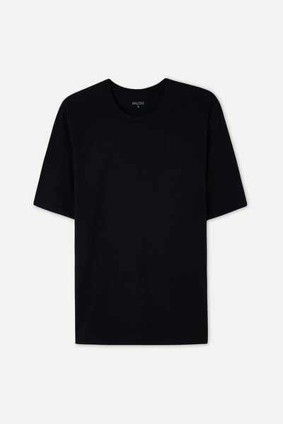 Mudo Erkek Siyah Bisiklet Yaka T-Shirt