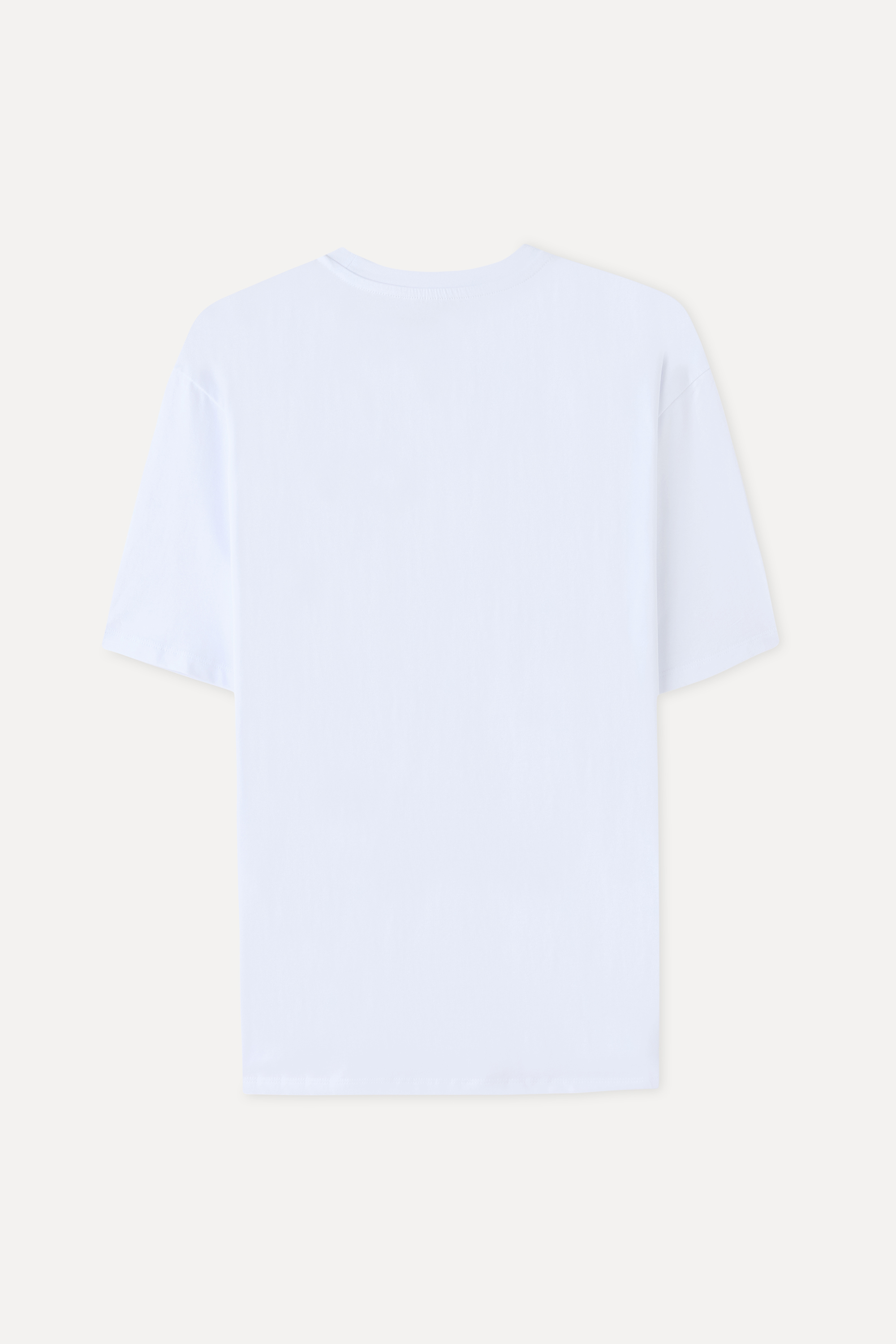Erkek Beyaz Bisiklet Yaka T-Shirt
