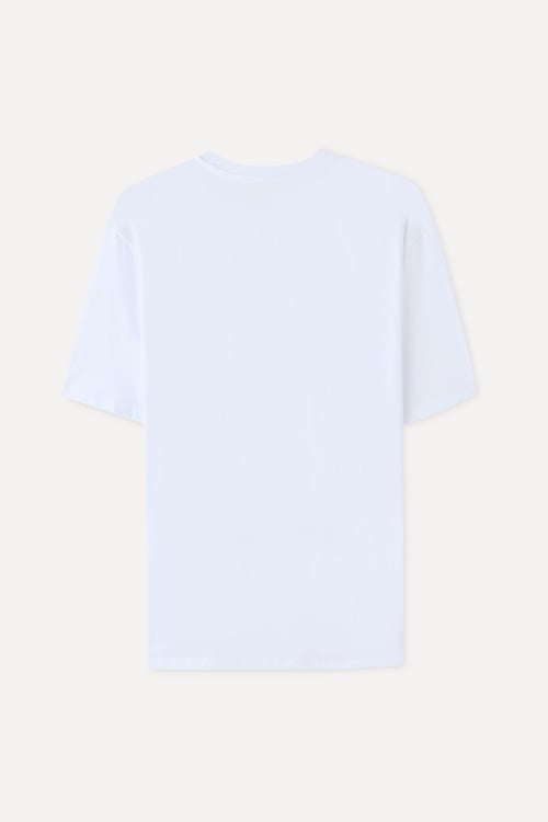 Erkek Beyaz Bisiklet Yaka T-Shirt