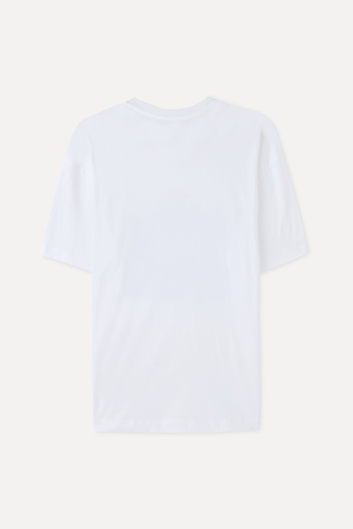  COMFORT FIT BASKILI BİSİKLET YAKA T-SHIRT