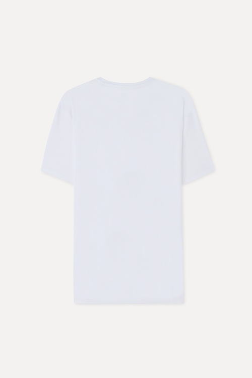 Erkek Beyaz Modal Karışımlı Loose Fit Bisiklet Yaka T-Shirt
