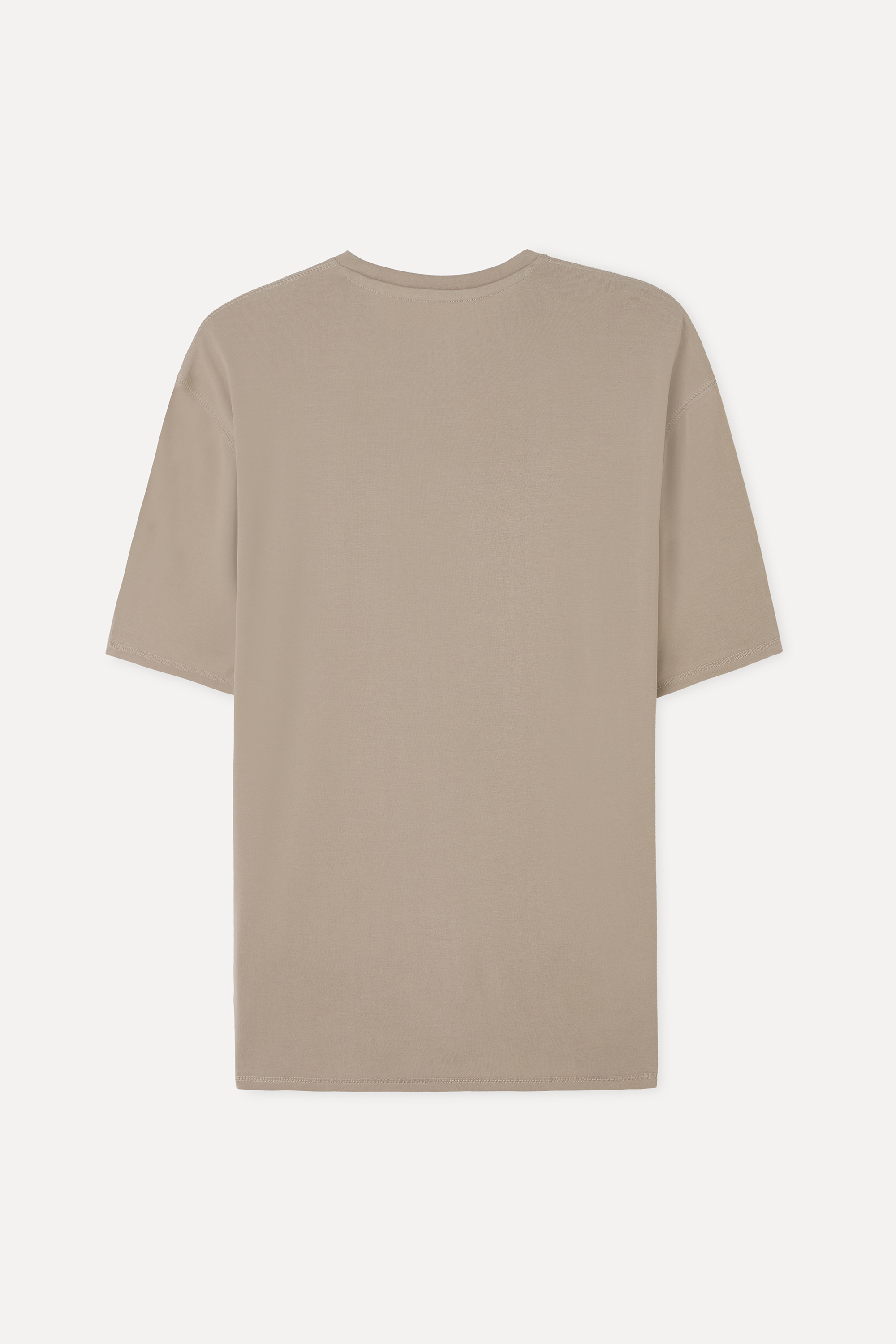 Erkek Bej Rengi Modal Karışımlı Loose Fit Bisiklet Yaka T-Shirt