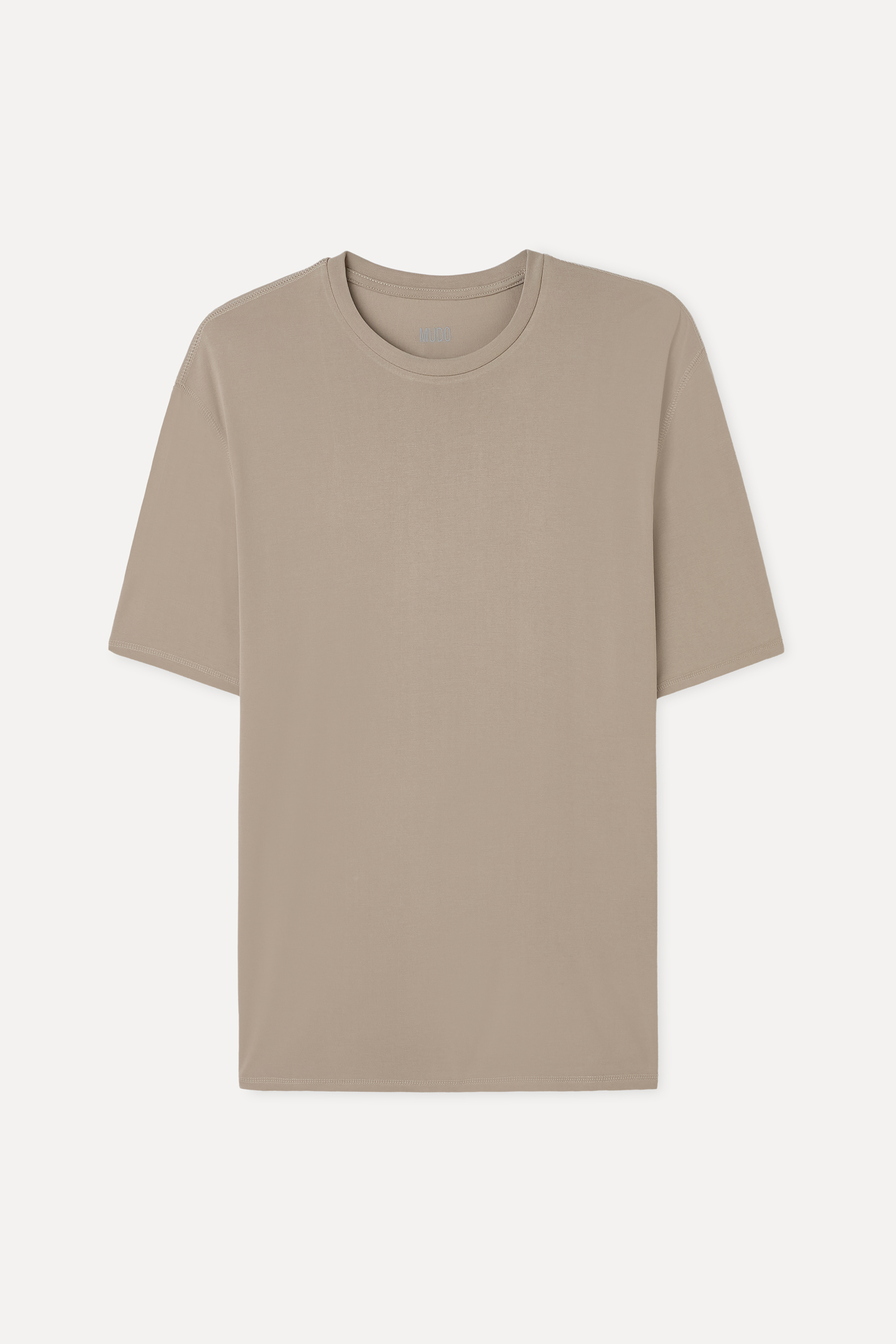 Erkek Bej Rengi Modal Karışımlı Loose Fit Bisiklet Yaka T-Shirt