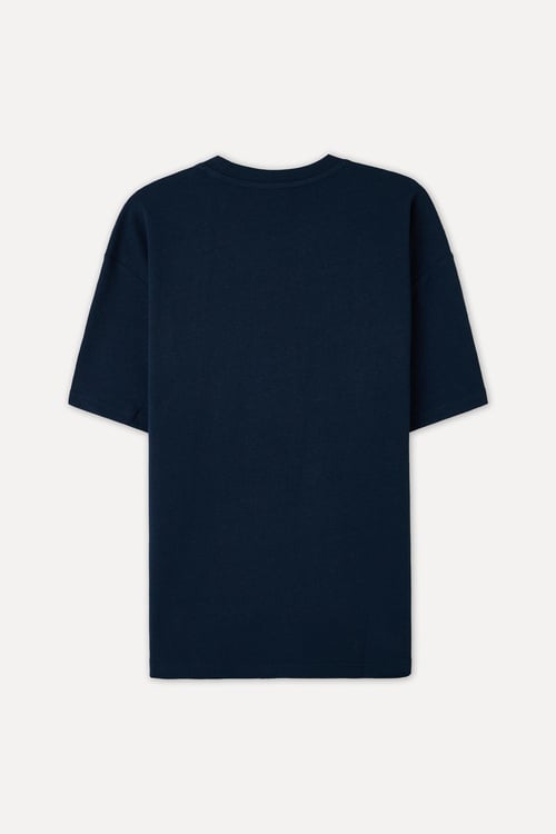  Erkek Lacivert Comfort Fit Bisiklet Yaka T-Shirt