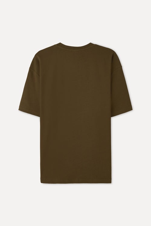  Erkek Kahverengi Comfort Fit Bisiklet Yaka T-Shirt