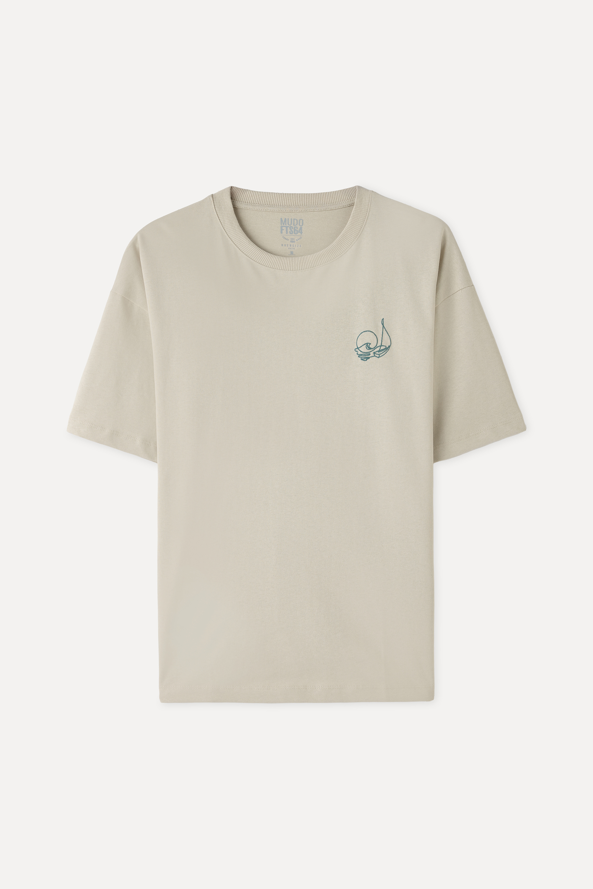 NAKIŞLI OVERSIZE BİSİKLET YAKA T-SHIRT