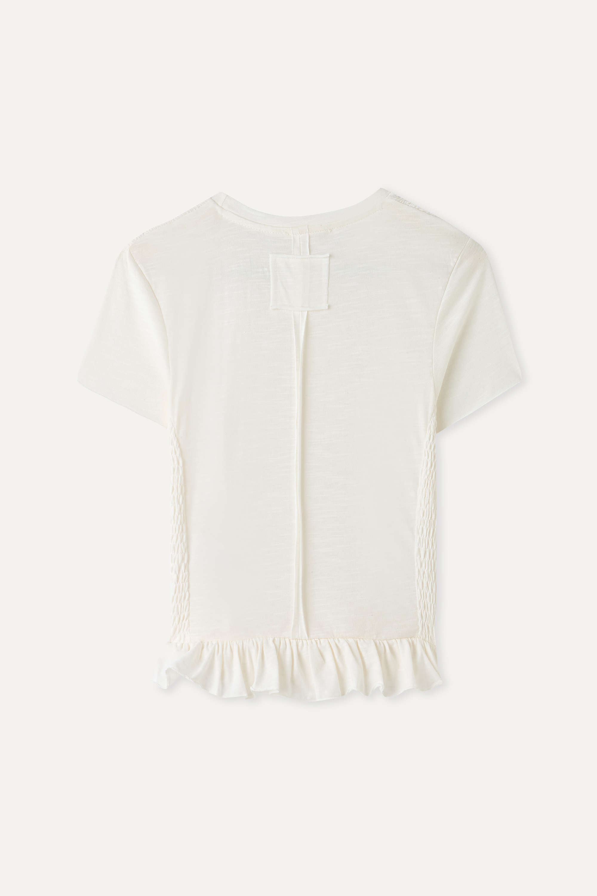 FITTED FIRFIRLI DİK YAKA KISA KOLLU BLUZ