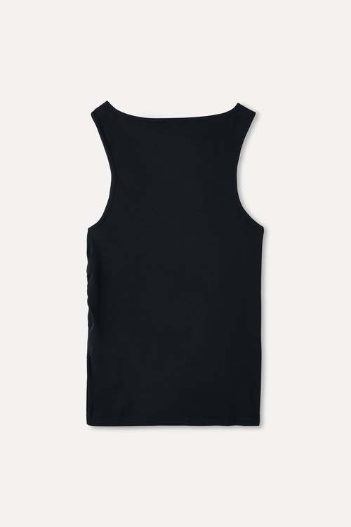  Kadın Siyah Fitted Bisiklet Yaka Kolsuz T-Shirt