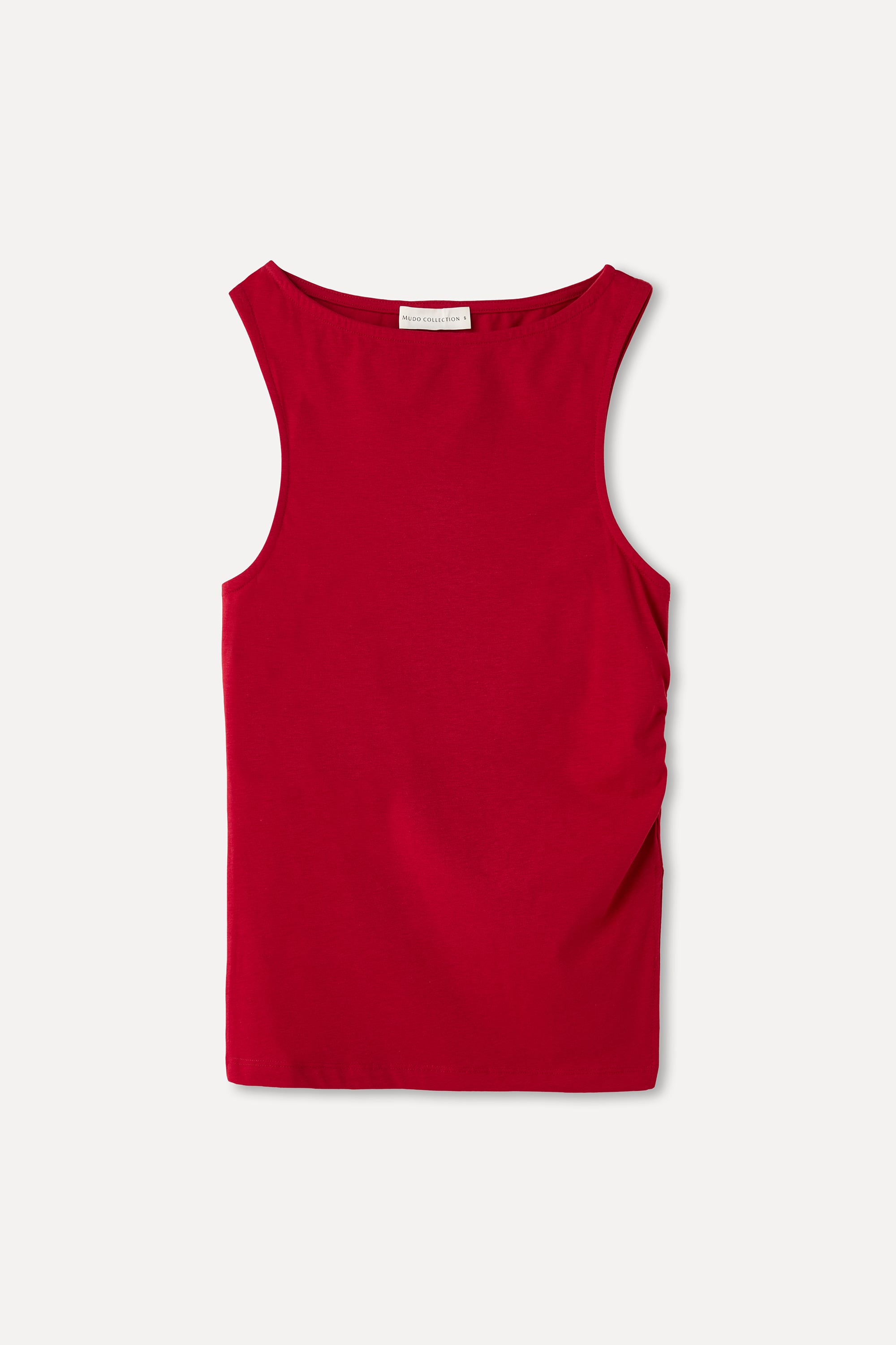 Kadın Kırmızı Fitted Bisiklet Yaka Kolsuz T-Shirt
