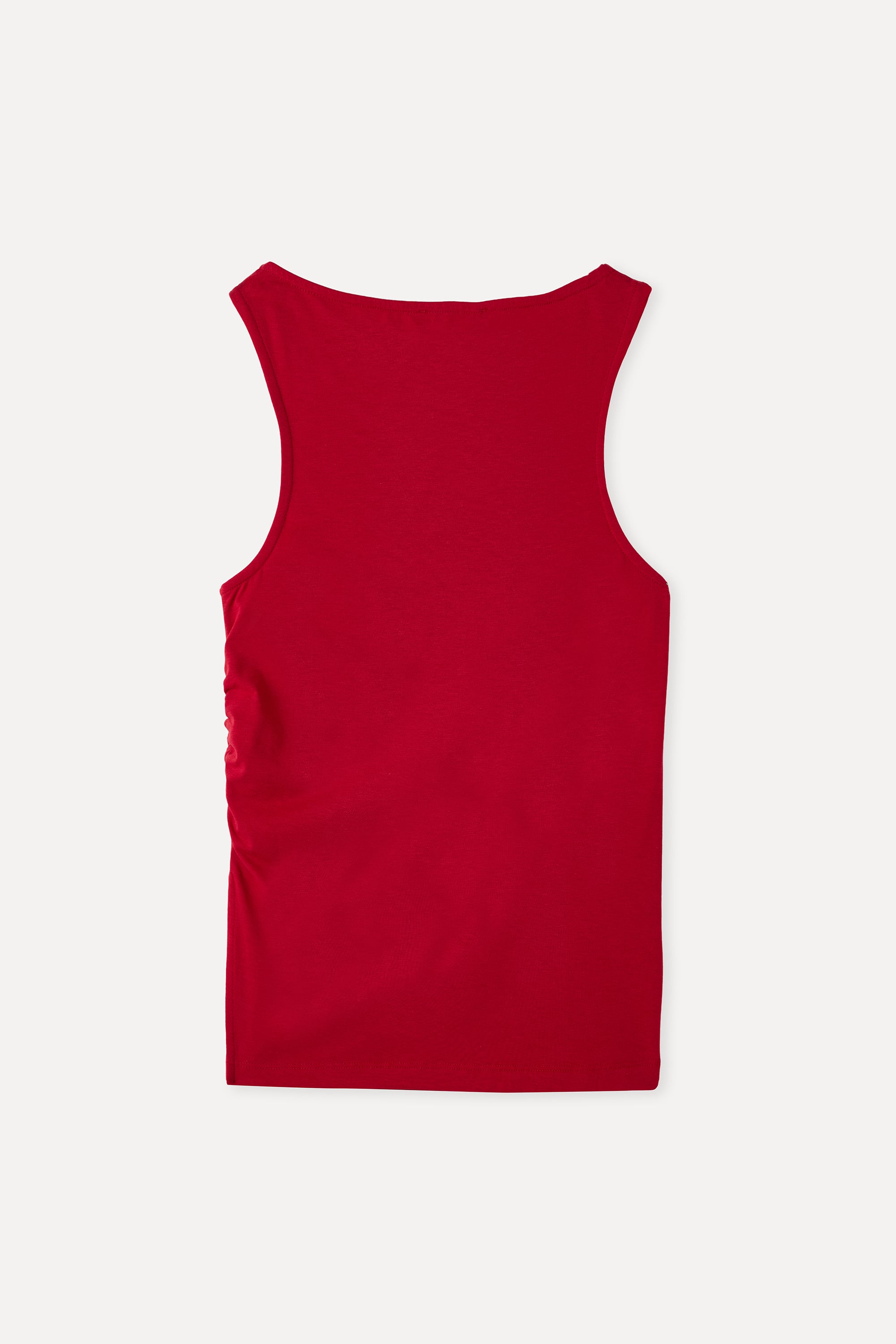 Kadın Kırmızı Fitted Bisiklet Yaka Kolsuz T-Shirt